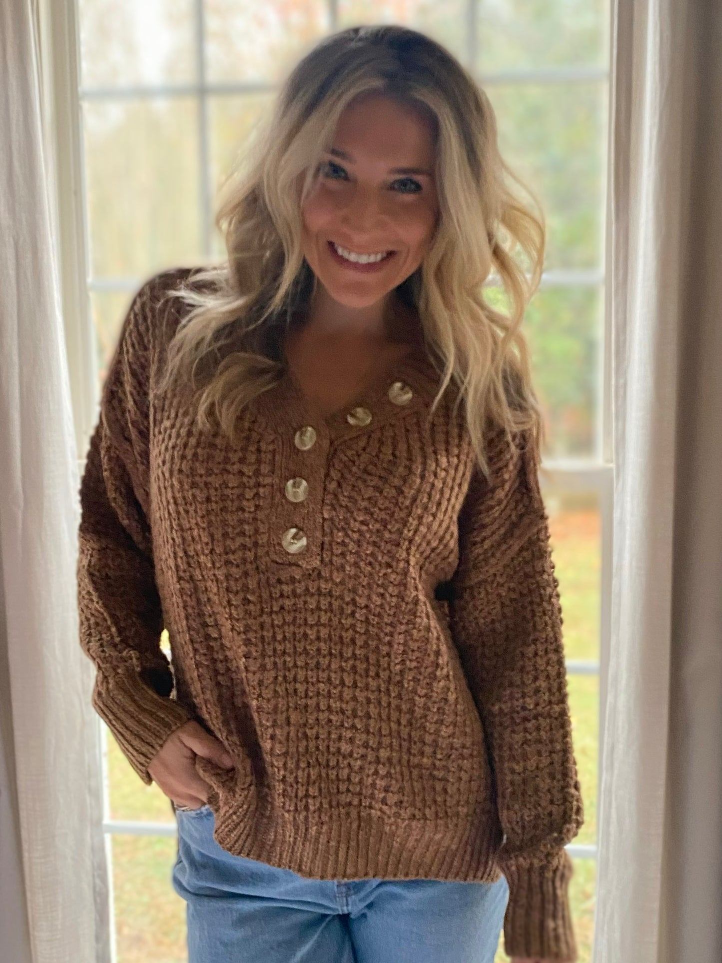 Amelia Thermal Henley Sweater