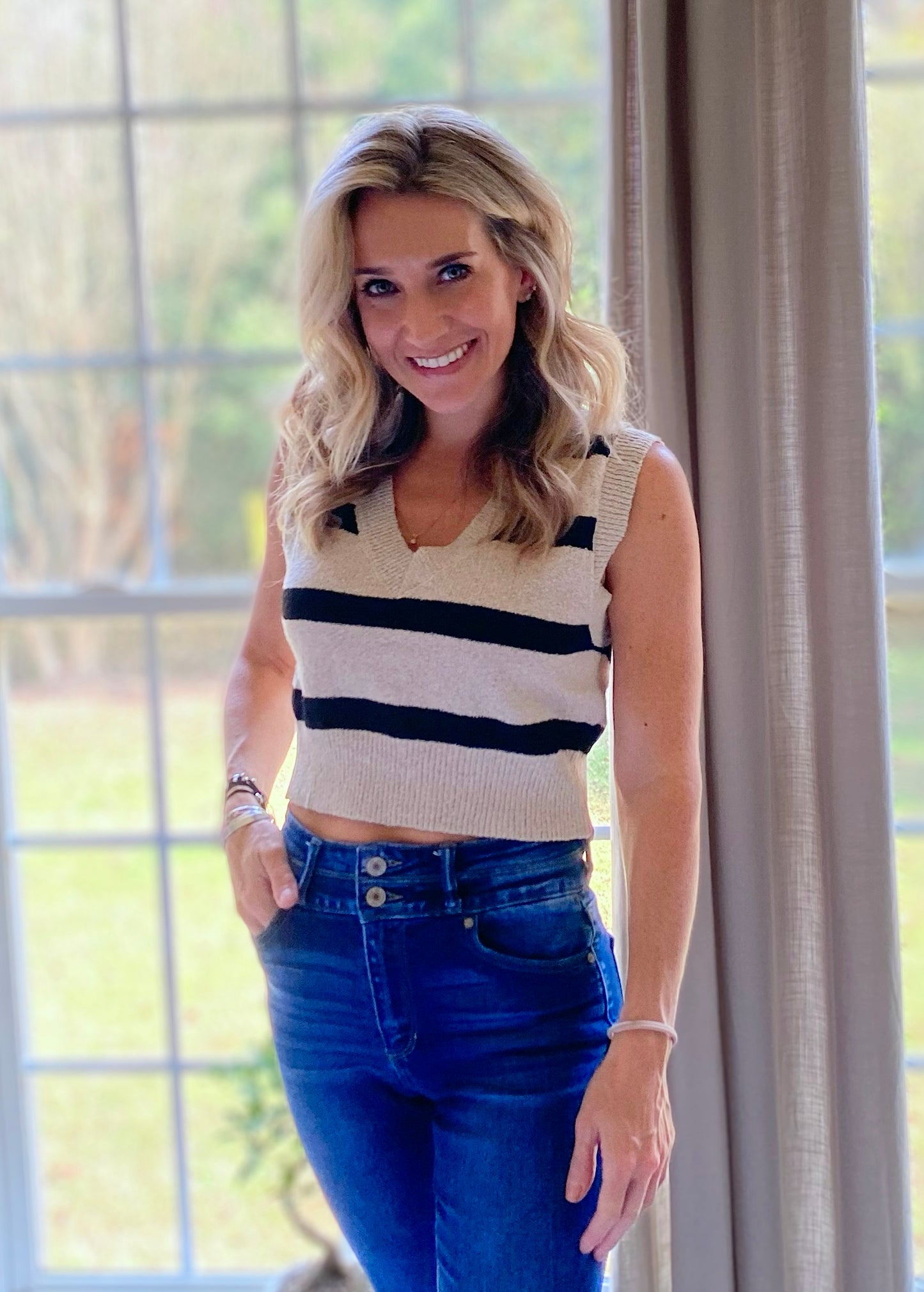 Jamie Striped Knit Vest