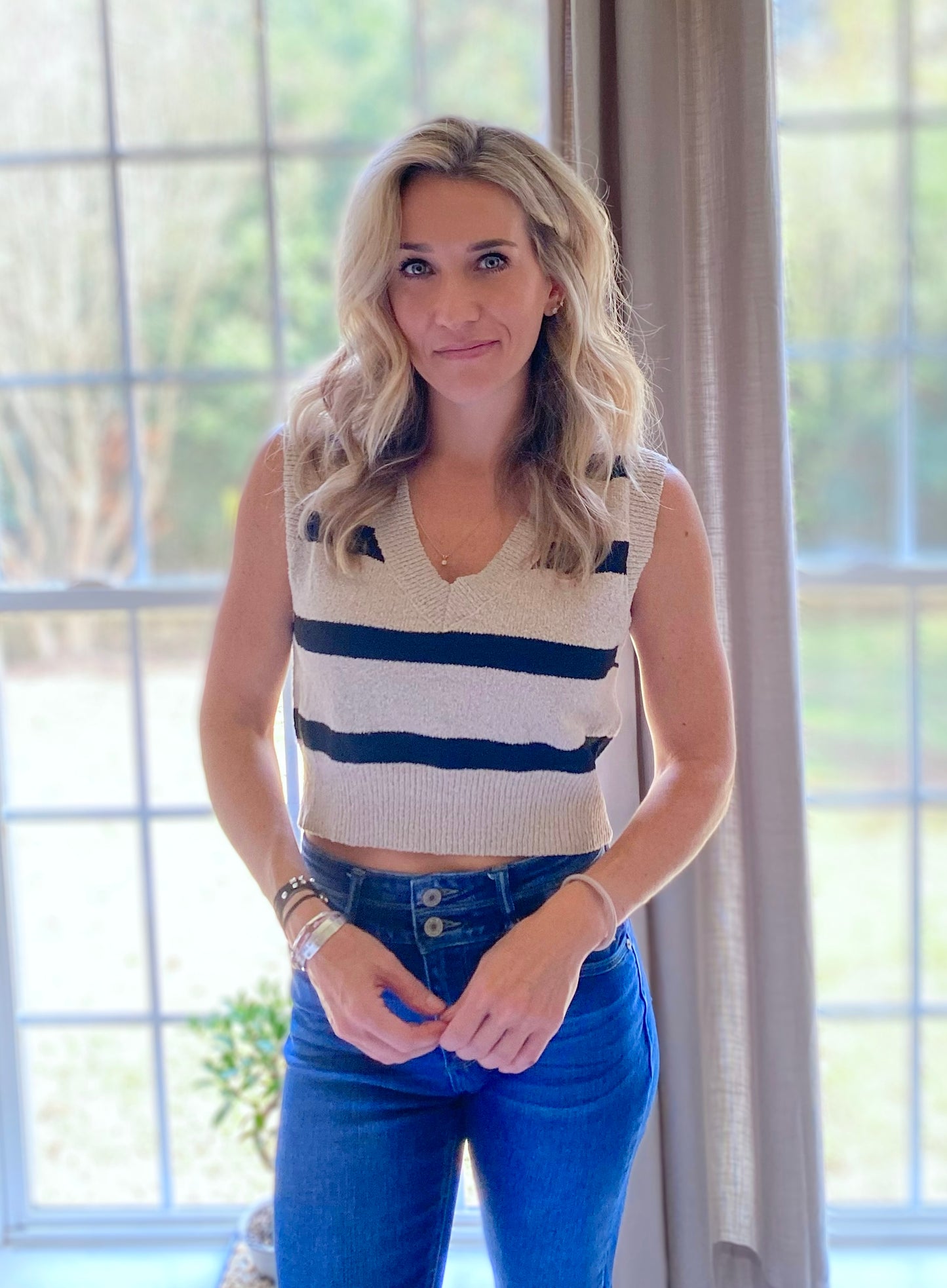 Jamie Striped Knit Vest