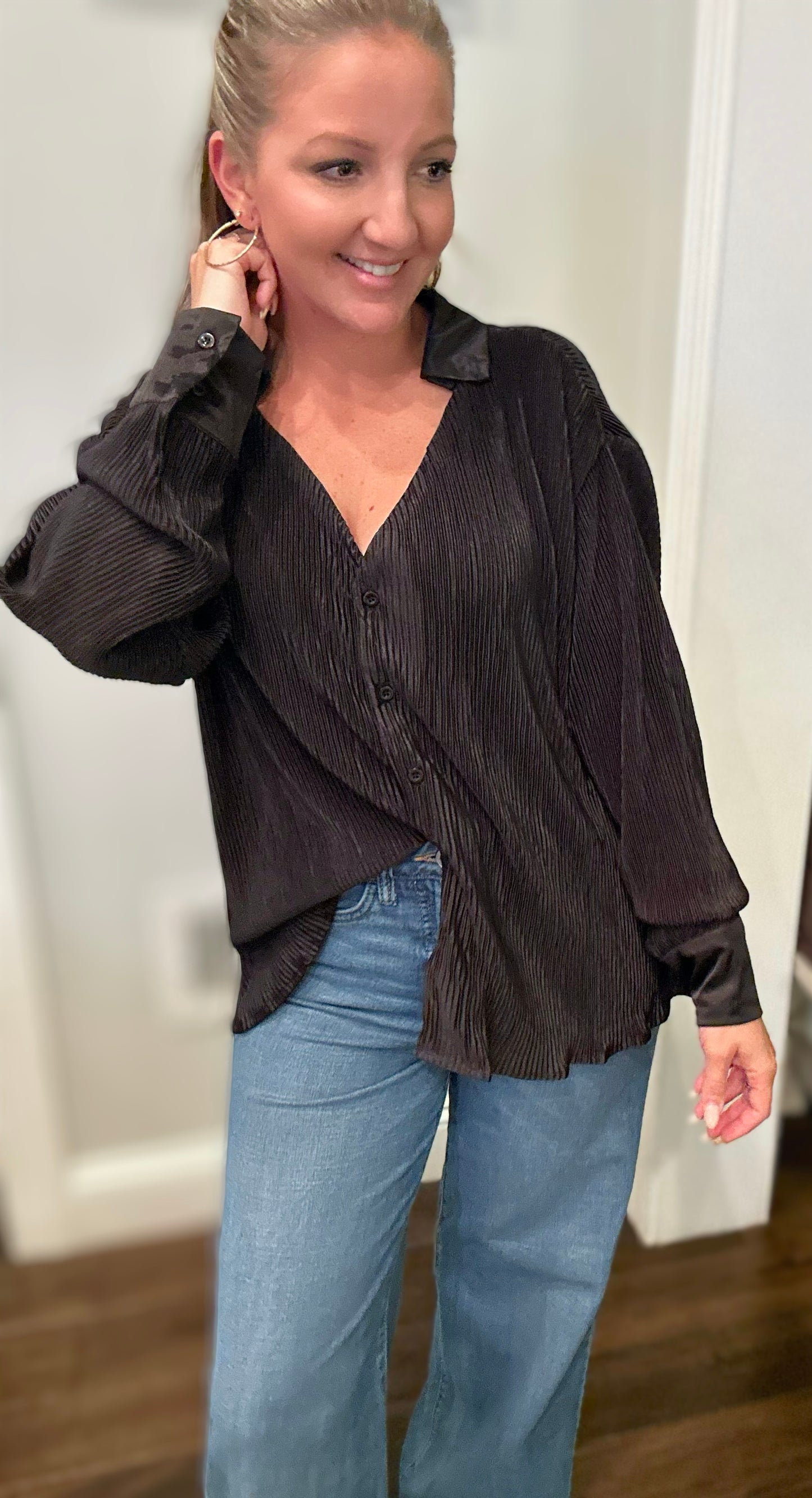 Enchanted Eve Pleated Button Down Shirt