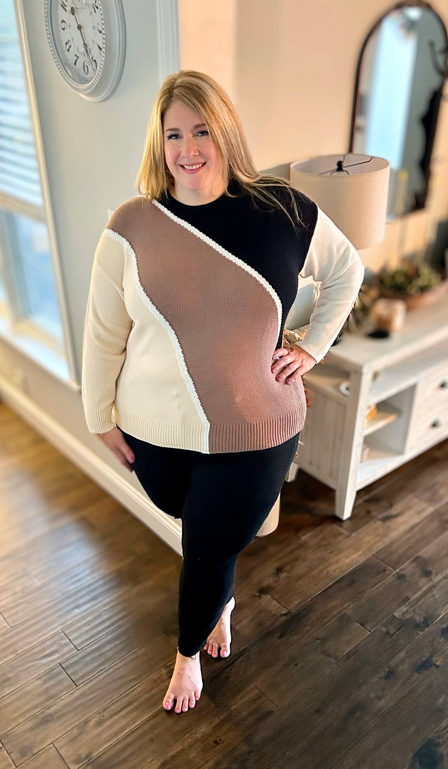 Adele Plus Color Block Sweater