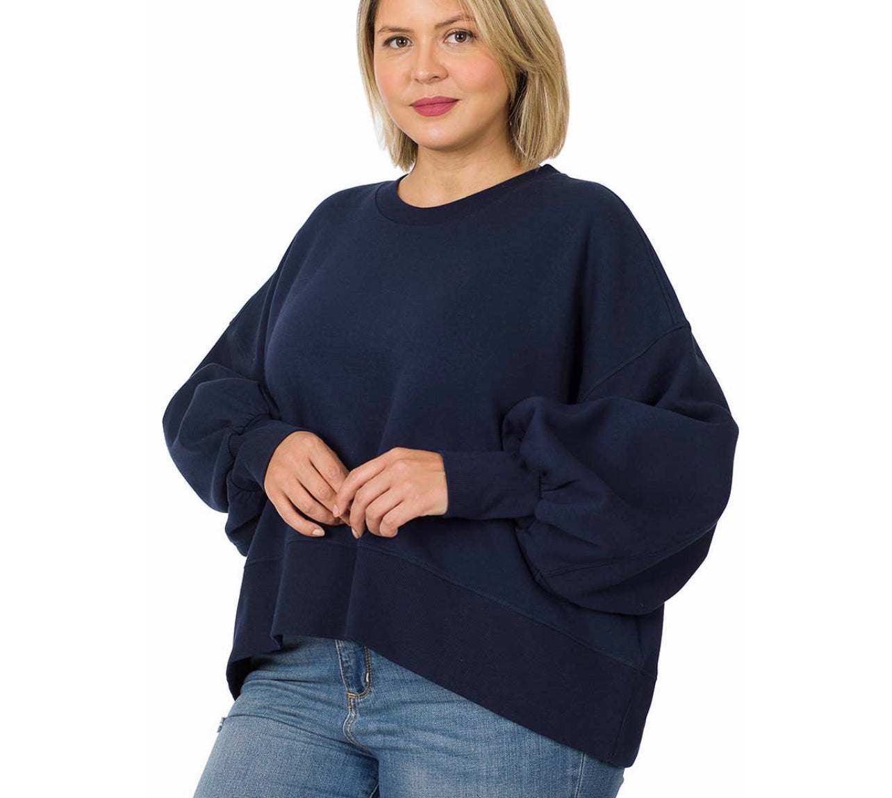 Holly Zenana Plus Balloon Sleeve Sweatshirt