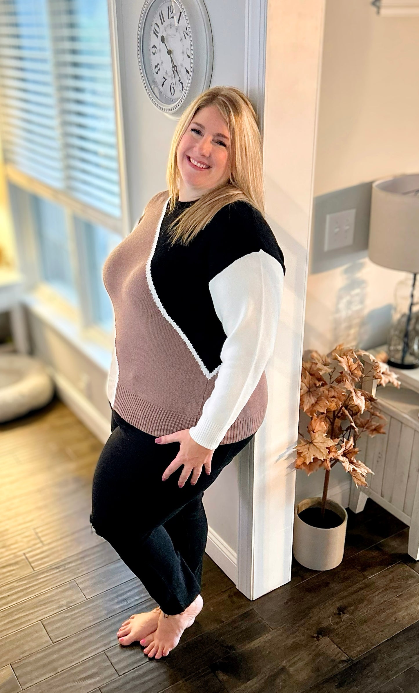Adele Plus Color Block Sweater