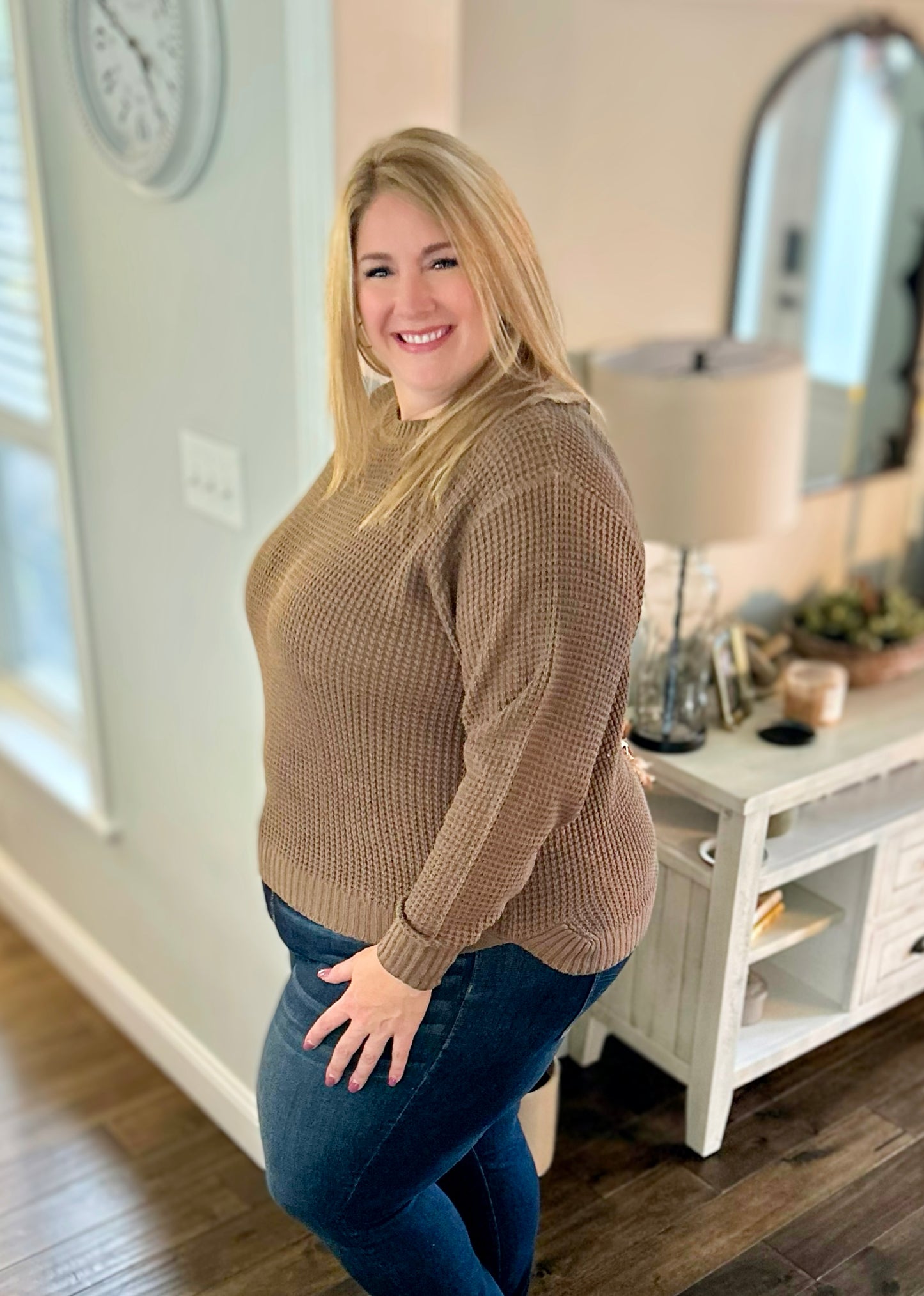 Tasia Zenana Plus Waffle Knit Sweater