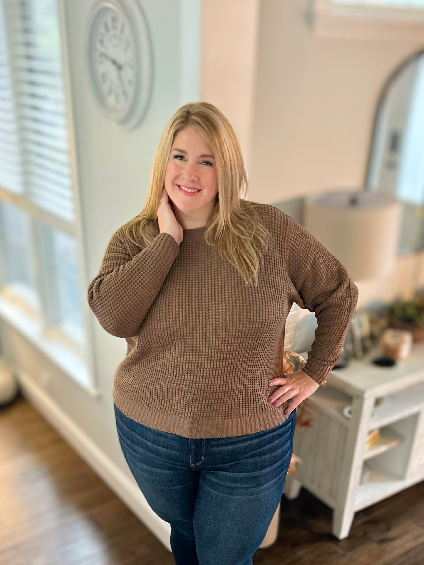 Tasia Zenana Plus Waffle Knit Sweater