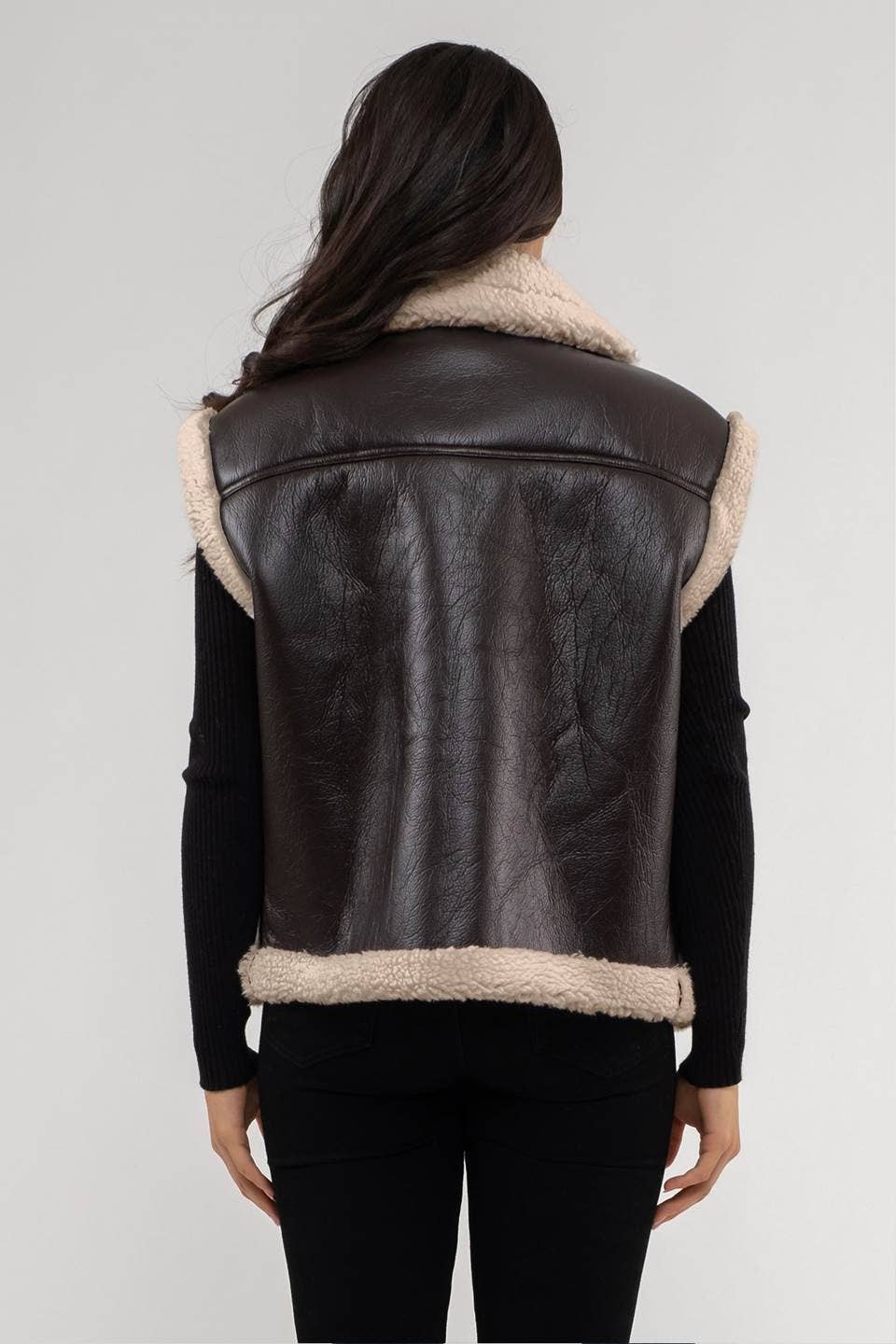 Good Behavior Faux Leather Shearling Vest