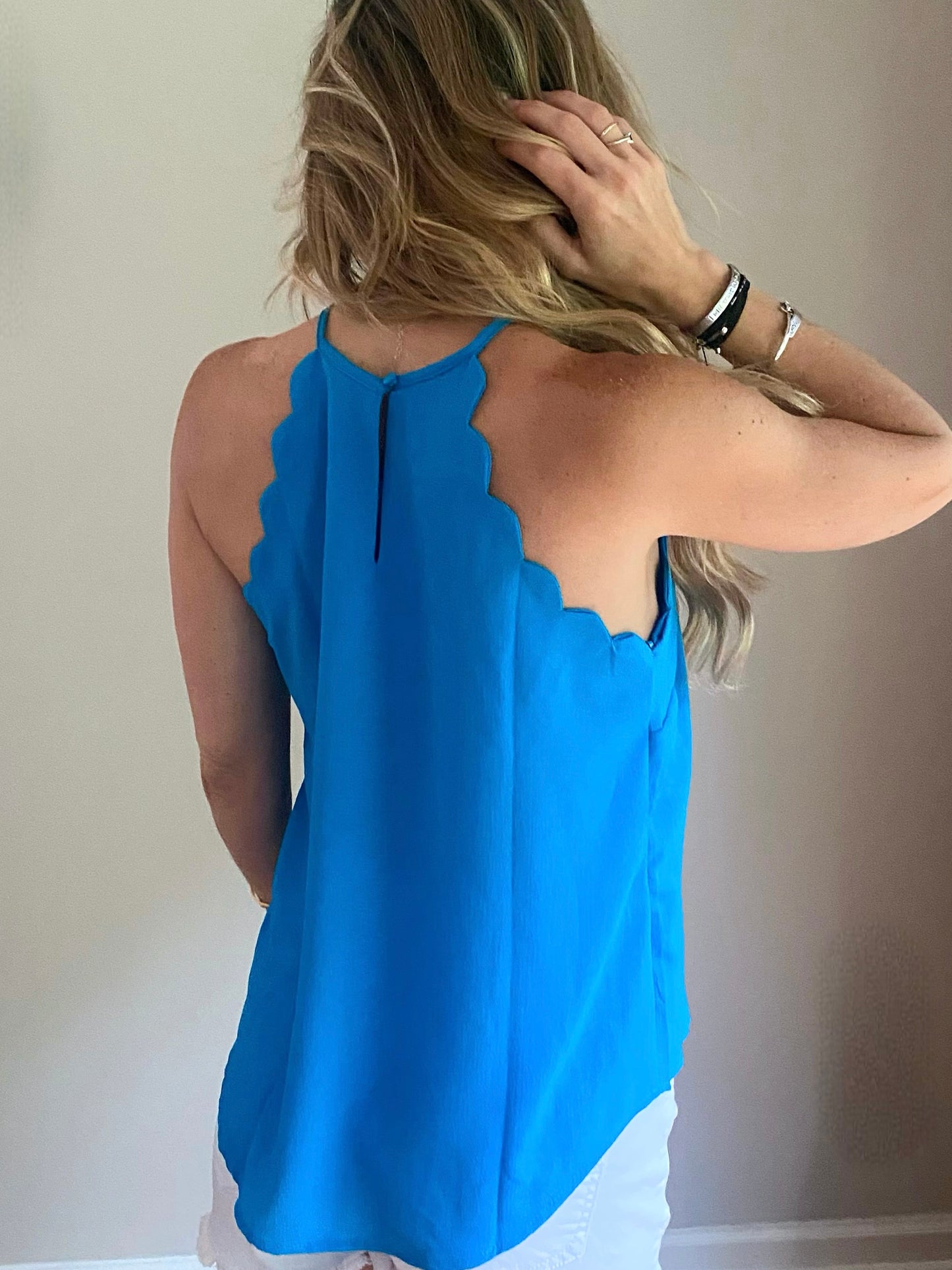 Chloe Solid Scallop Halter Top