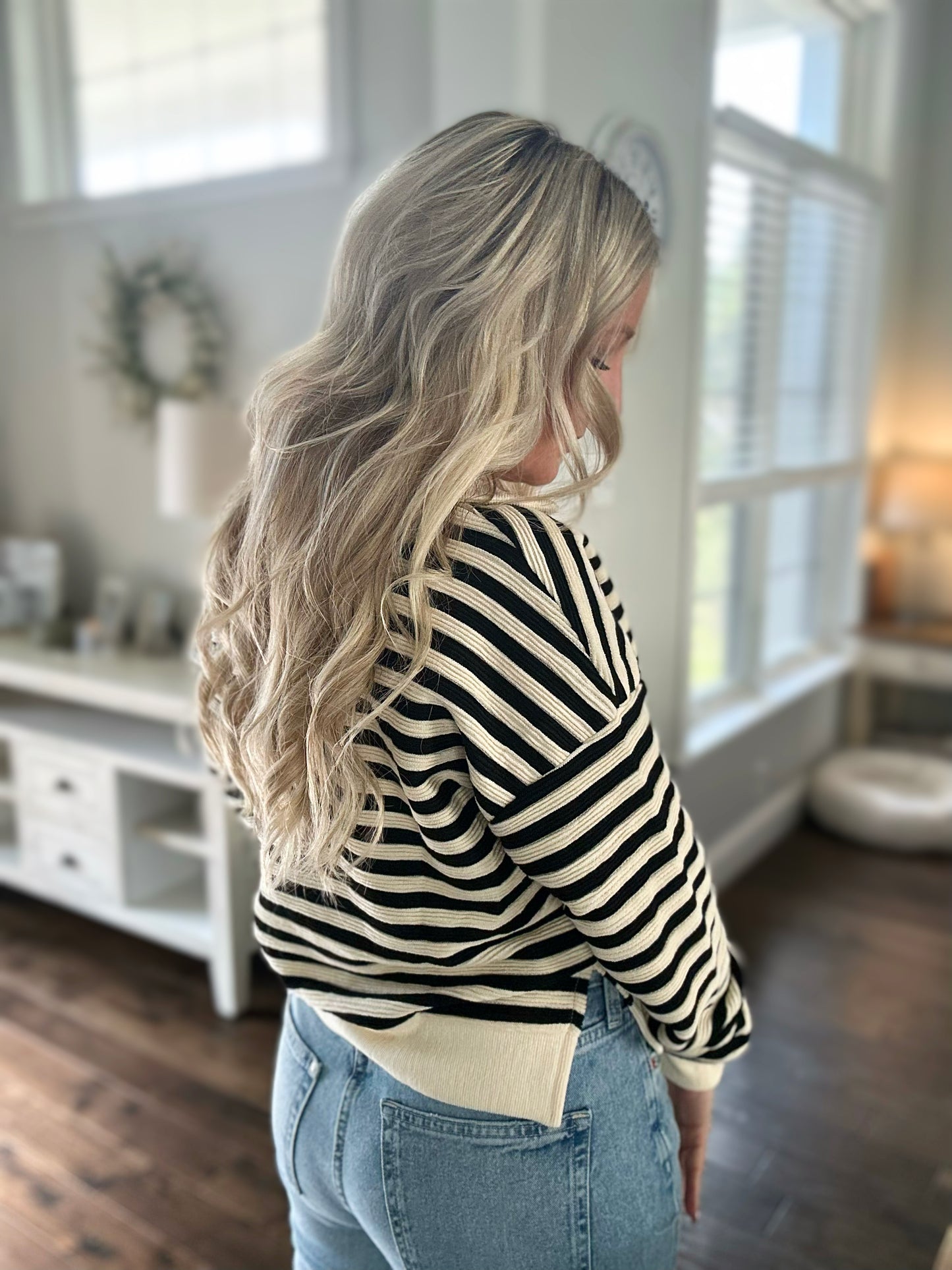 Eve Striped Collared Knit Sweater