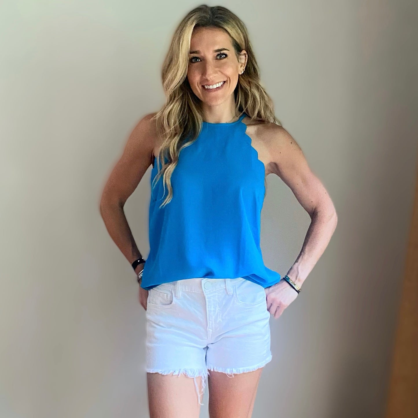 Chloe Solid Scallop Halter Top