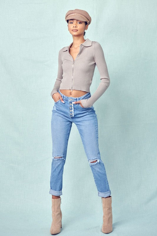 Kan Can Highrise Cuffed Mom Jeans
