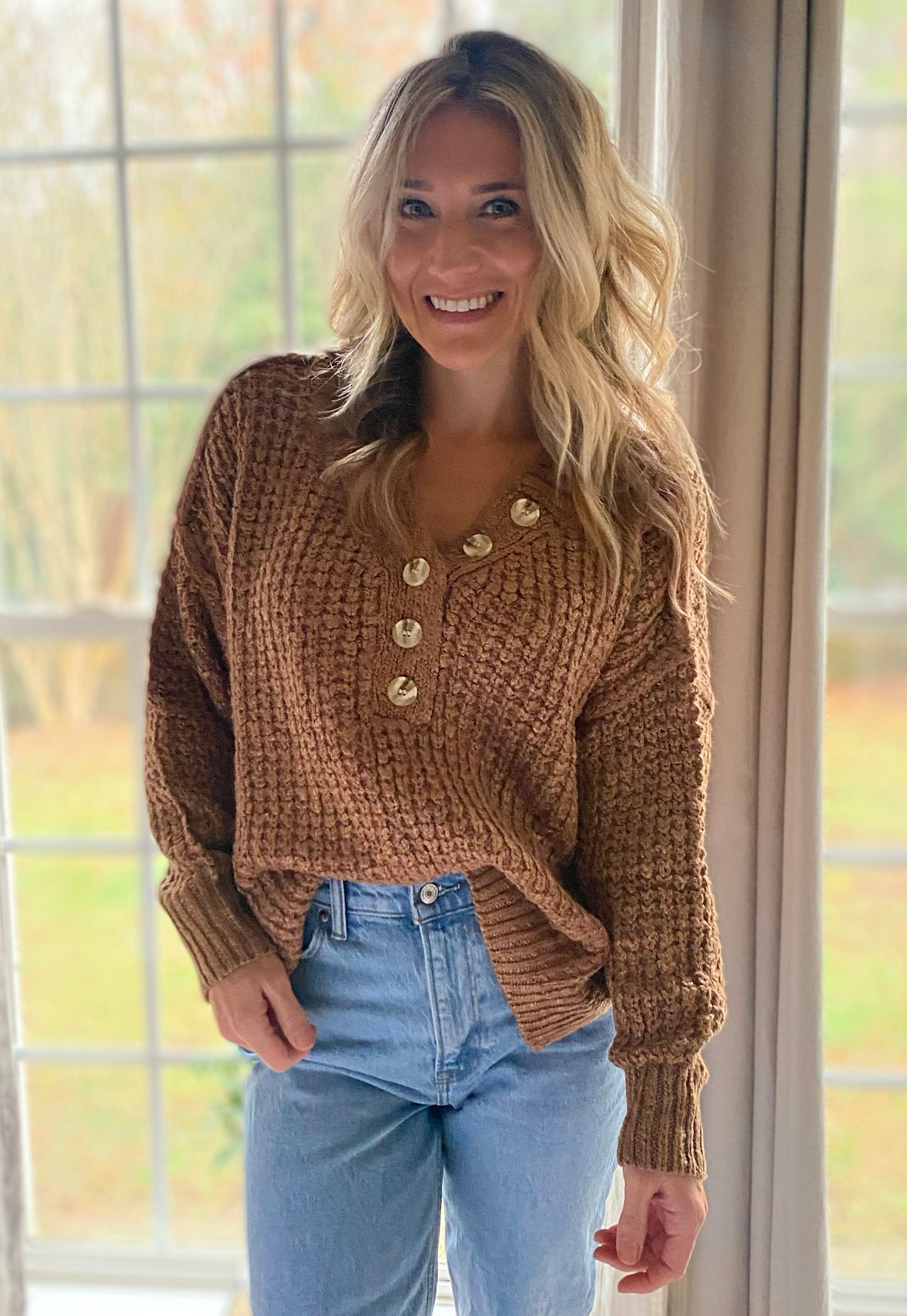 Amelia Thermal Henley Sweater