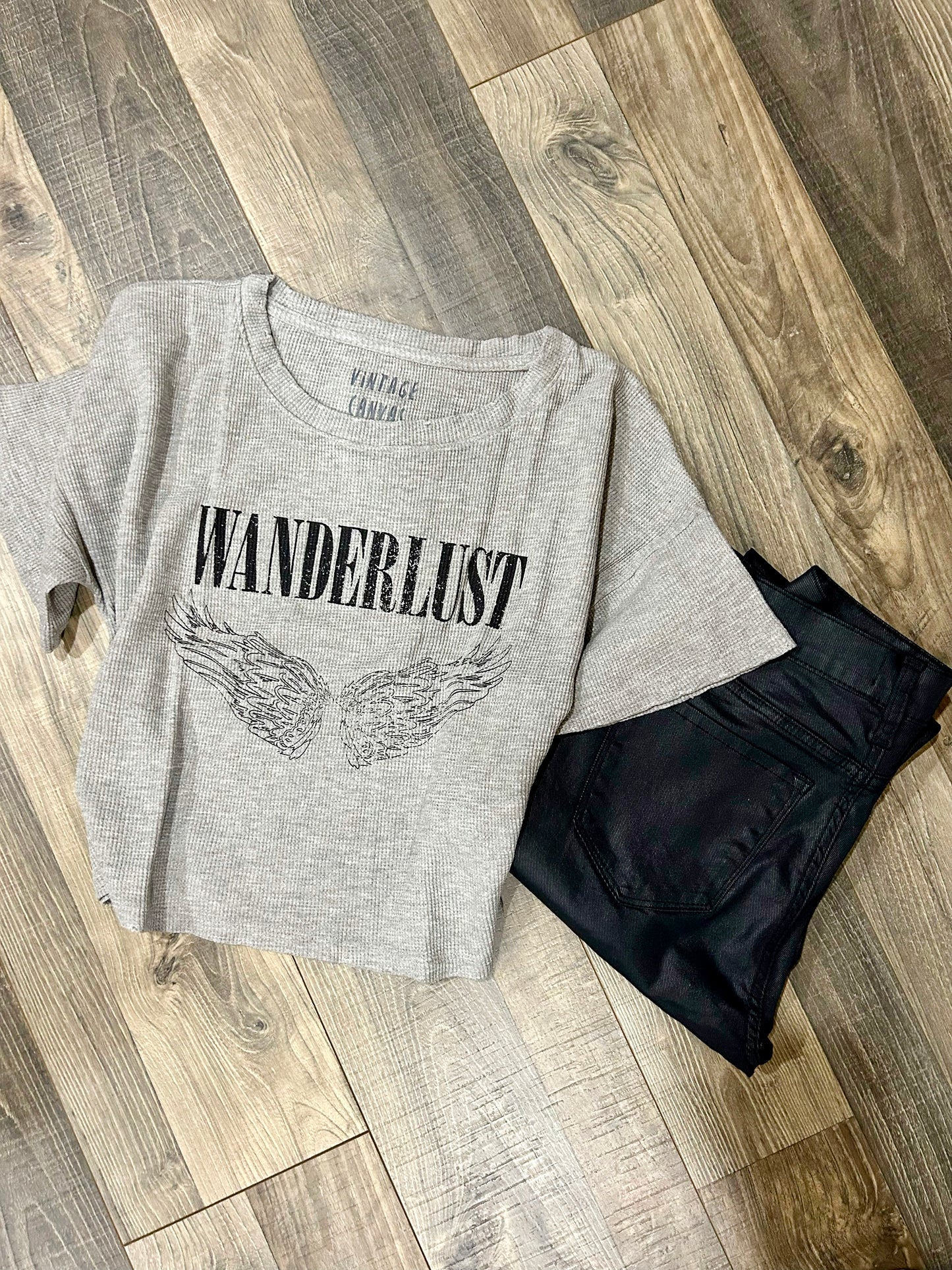 Wanderlust Angel Distressed Cropped Graphic Tee