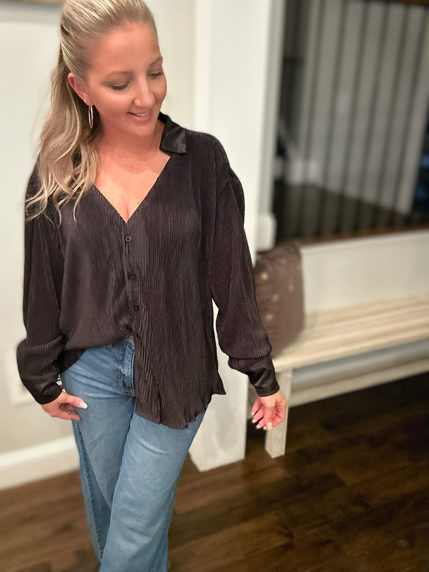 Enchanted Eve Pleated Button Down Shirt