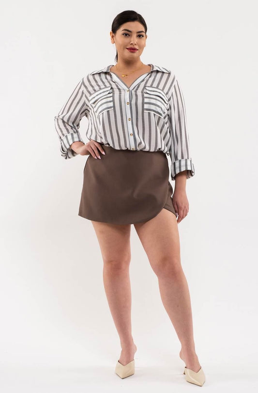 Above All Plus Double Pocket Striped Top