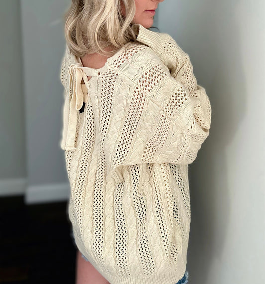 Elora Back Lace Up Knit Sweater